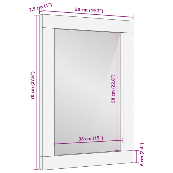 vidaXL Bathroom Mirror 50x70 cm Solid Mango Wood and Glass