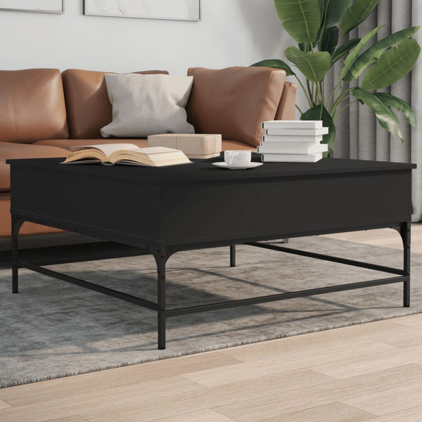 vidaXL Coffee Table Black 95x95x45 cm Engineered Wood and Metal