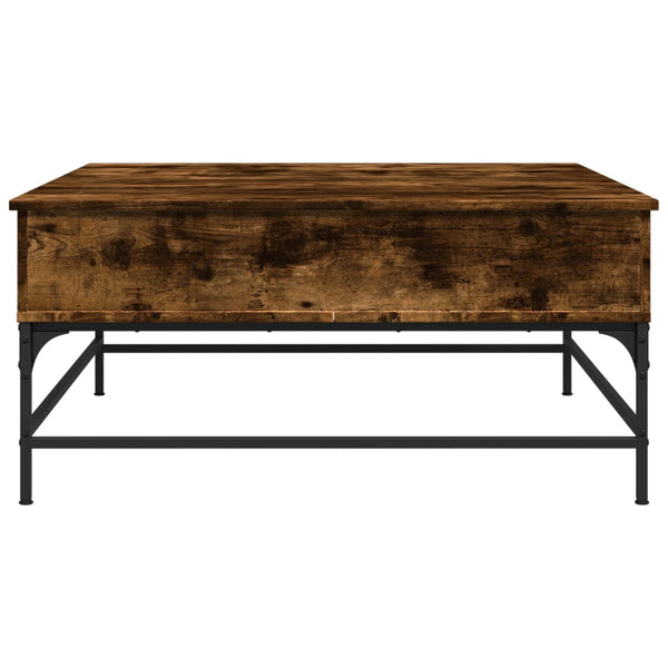 vidaXL Coffee Table Smoked Oak 95x95x45 cm Engineered Wood and Metal