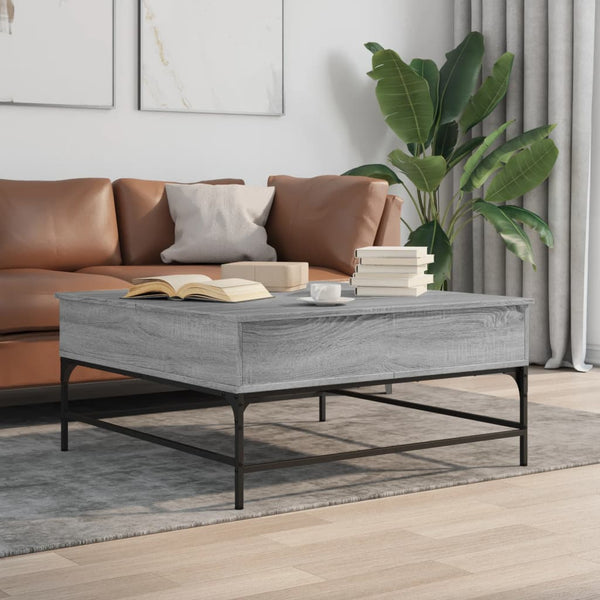 vidaXL Coffee Table Grey Sonoma 95x95x45 cm Engineered Wood and Metal