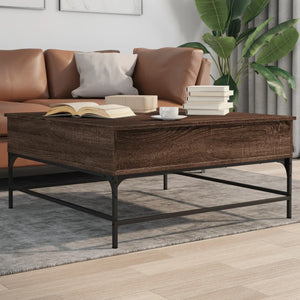 vidaXL Coffee Table Brown Oak-Look 95x95x45 cm Engineered Wood Metal