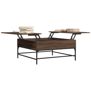 vidaXL Coffee Table Brown Oak-Look 95x95x45 cm Engineered Wood Metal