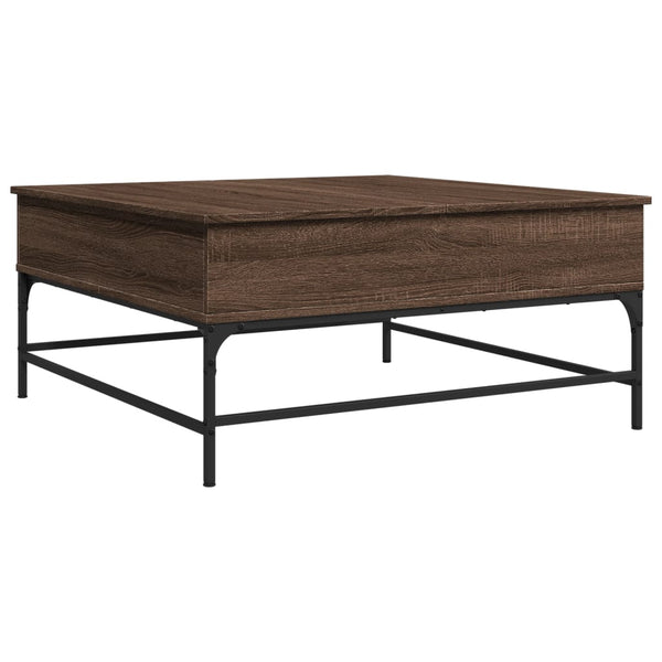 vidaXL Coffee Table Brown Oak-Look 95x95x45 cm Engineered Wood Metal