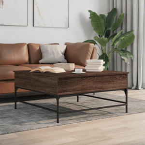 vidaXL Coffee Table Brown Oak-Look 95x95x45 cm Engineered Wood Metal