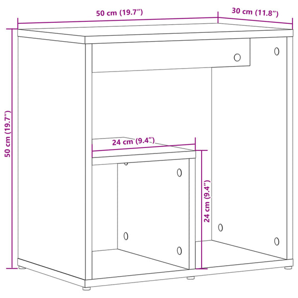vidaXL Side Table White 50x30x50 cm Engineered Wood