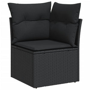 vidaXL 14-piece Garden Sofa Set with Cushions Black Poly Rattan