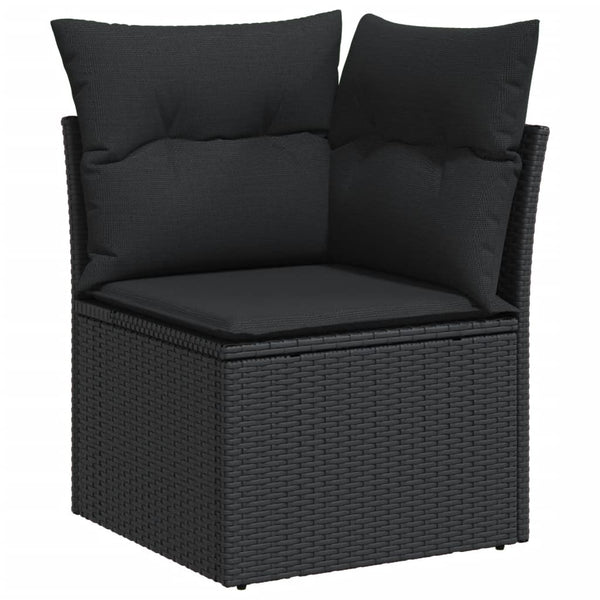 vidaXL 14-piece Garden Sofa Set with Cushions Black Poly Rattan