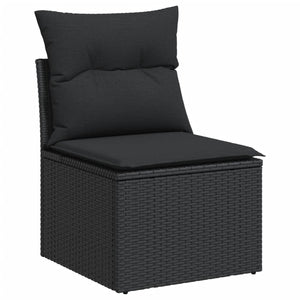 vidaXL 14-piece Garden Sofa Set with Cushions Black Poly Rattan