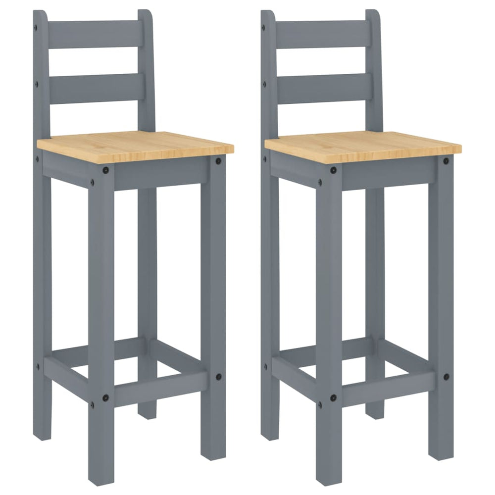 Barstühle 2er Set Grau Kiefer Massivholz