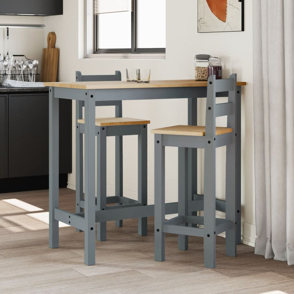 Barstühle 2er Set Grau Kiefer Massivholz