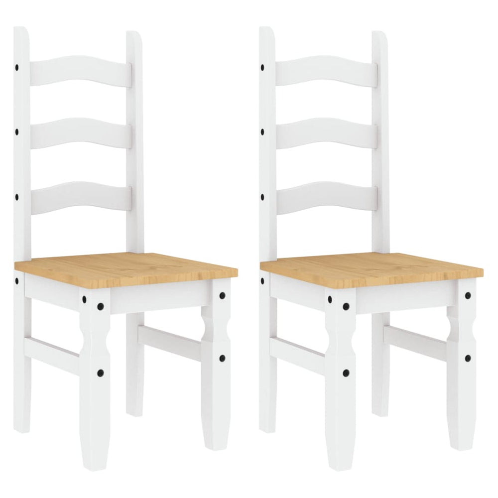 Essstühle 2er Set Corona Weiß Kiefer Massivholz