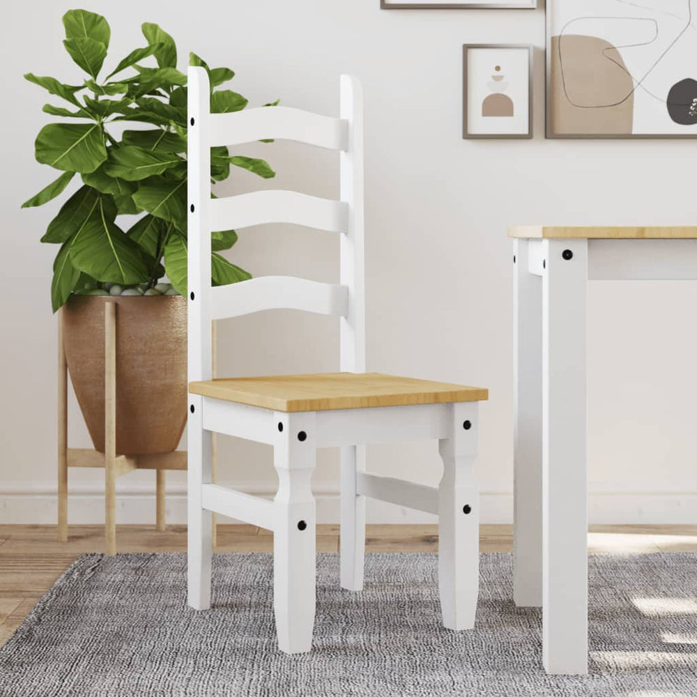 Essstühle 2er Set Corona Weiß Kiefer Massivholz