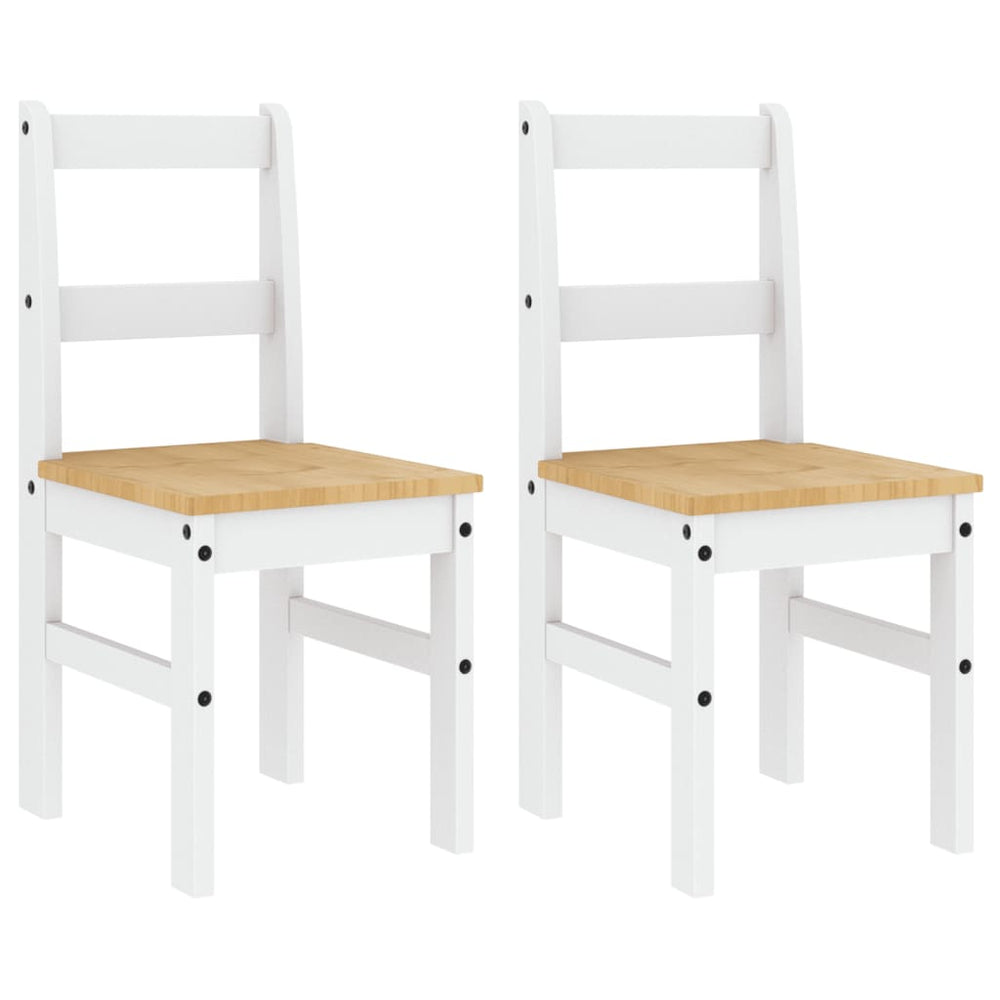 Esszimmerstühle 2er Set, Kiefer Massivholz, Weiß
