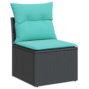 vidaXL 4-Piece Garden Sofa Set with Cushions, Black Poly Rattan
