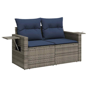vidaXL 4-Piece Garden Sofa Set with Cushions, Grey, Poly Rattan