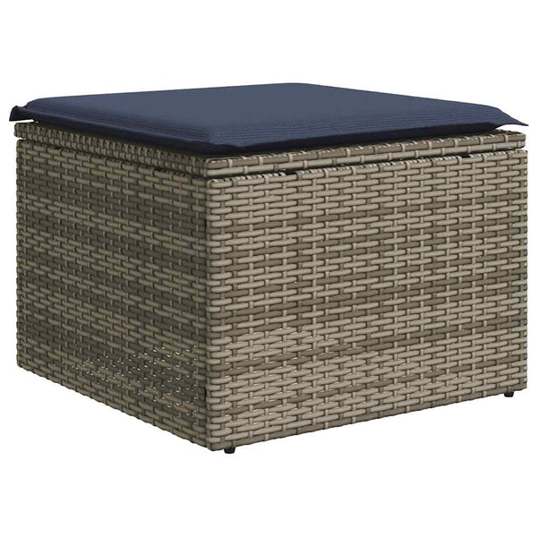 vidaXL 8-Piece Garden Sofa Set with Cushions, Grey, Poly Rattan