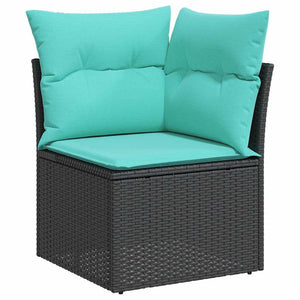 vidaXL 14-Piece Garden Sofa Set with Cushions, Black Poly Rattan
