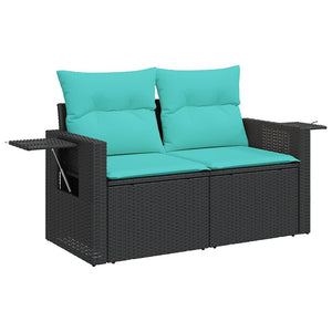 vidaXL 14-Piece Garden Sofa Set with Cushions, Black Poly Rattan