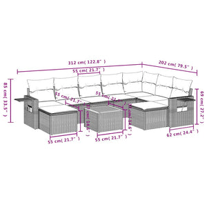 vidaXL 10-Piece Garden Sofa Set with Cushions, Black Poly Rattan