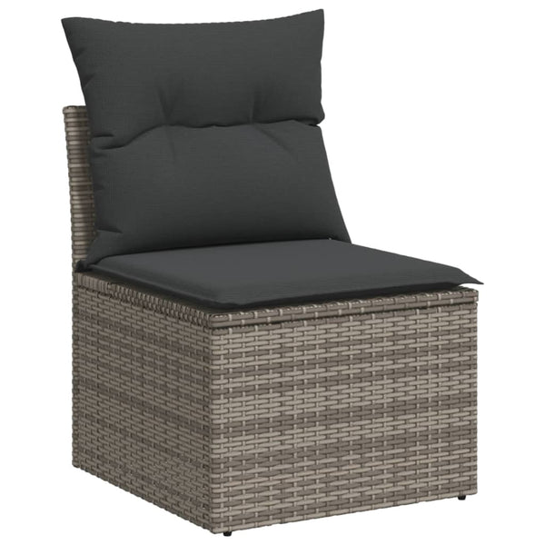 vidaXL 10-Piece Garden Sofa Set with Cushions Grey Poly Rattan