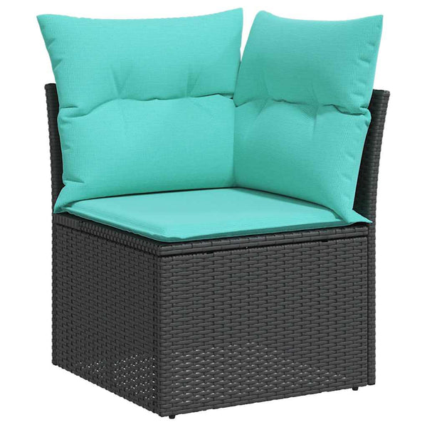 vidaXL 11-Piece Garden Sofa Set with Cushions, Black Poly Rattan