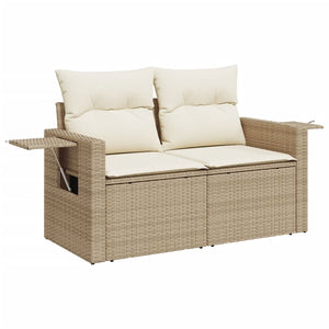 vidaXL 11-piece Garden Sofa Set with Cushions Beige Poly Rattan