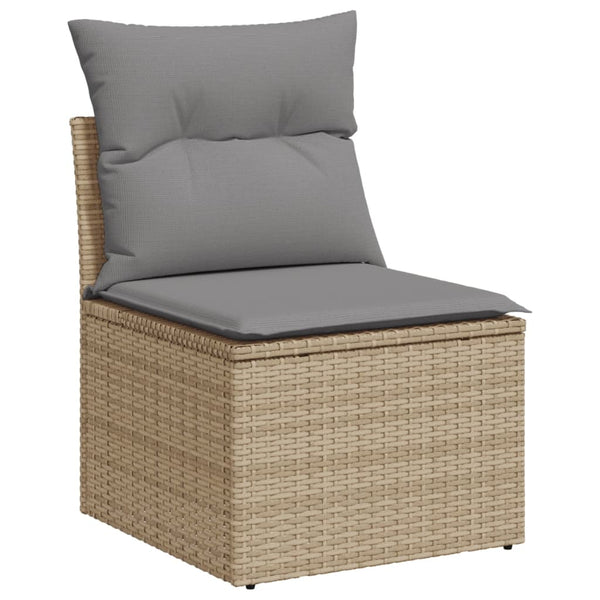 vidaXL 11-piece Garden Sofa Set with Cushions Beige Poly Rattan