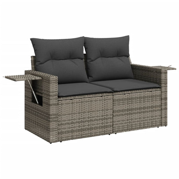 vidaXL 11-Piece Garden Sofa Set with Cushions Grey Poly Rattan
