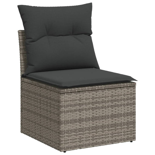 vidaXL 11-Piece Garden Sofa Set with Cushions Grey Poly Rattan