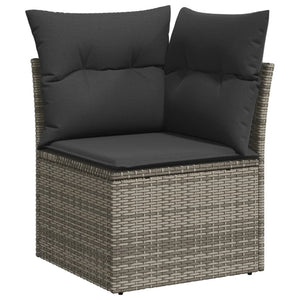 vidaXL 11-Piece Garden Sofa Set with Cushions Grey Poly Rattan