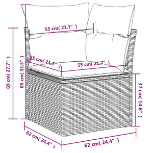 vidaXL 13-Piece Garden Sofa Set with Cushions, Grey, Poly Rattan