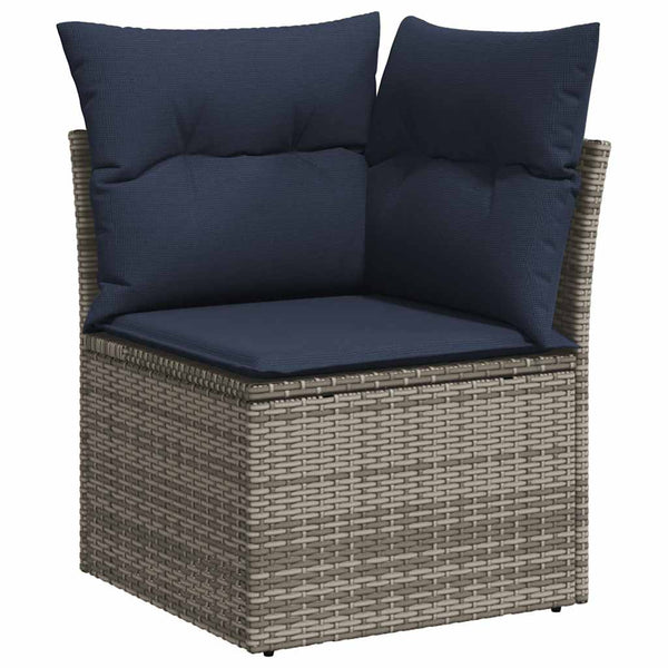 vidaXL 13-Piece Garden Sofa Set with Cushions, Grey, Poly Rattan