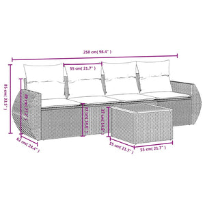 vidaXL 5-Piece Garden Sofa Set with Cushions, Black Poly Rattan