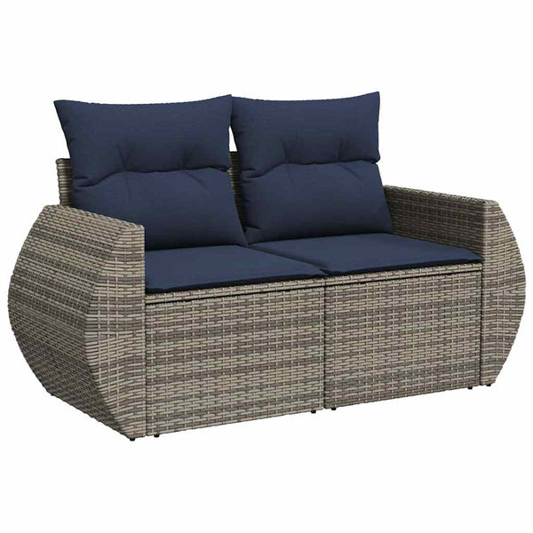 vidaXL 5-piece Garden Sofa Set with Cushions, Grey, Poly Rattan
