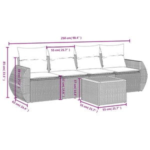 vidaXL 5-piece Garden Sofa Set with Cushions, Grey, Poly Rattan
