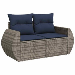 vidaXL 6-Piece Garden Sofa Set with Cushions, Grey Poly Rattan