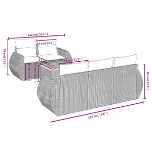 vidaXL 6-Piece Garden Sofa Set with Cushions, Grey Poly Rattan