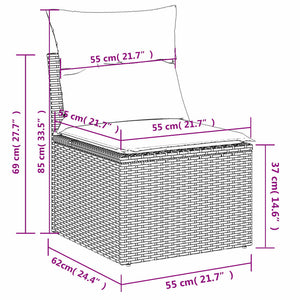 vidaXL 7-Piece Garden Sofa Set with Cushions, Black Poly Rattan
