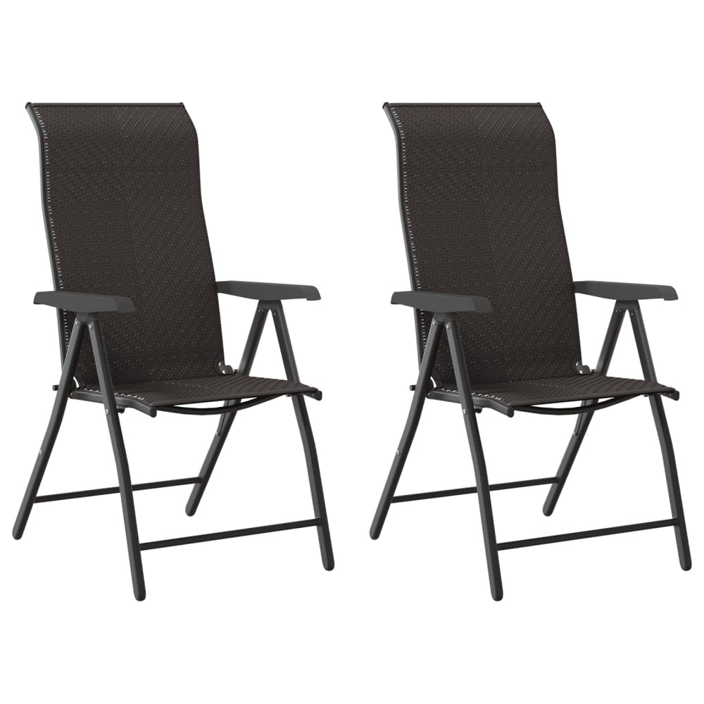 vidaXL Garden Chairs 2 pcs. Foldable Black Coffee Brown Poly Rattan