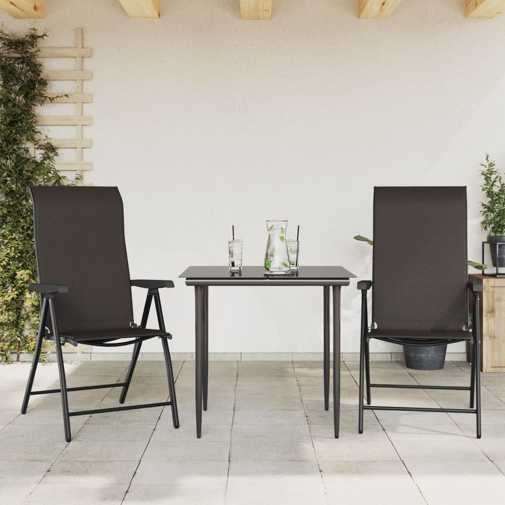 vidaXL Garden Chairs 2 pcs. Foldable Black Coffee Brown Poly Rattan