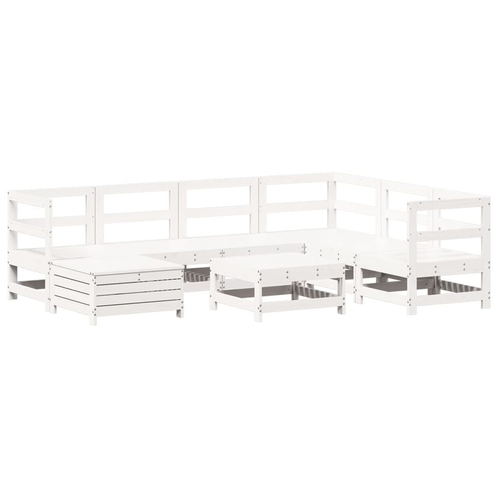 vidaXL 8-piece Garden Sofa Set White Solid Pine Wood