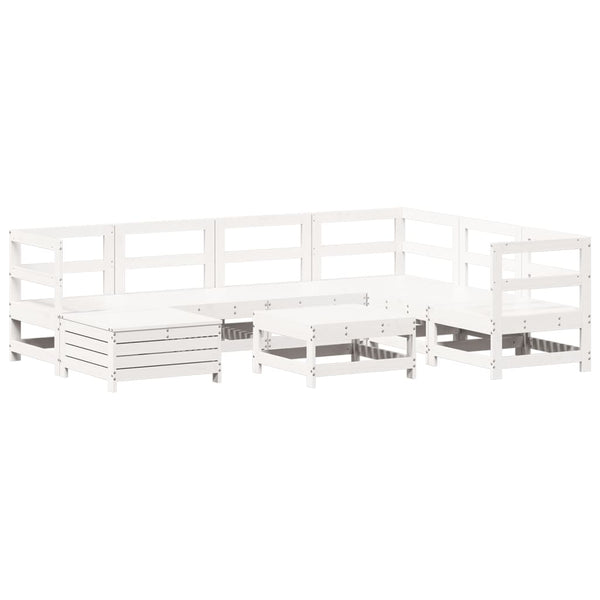 vidaXL 8-piece Garden Sofa Set White Solid Pine Wood
