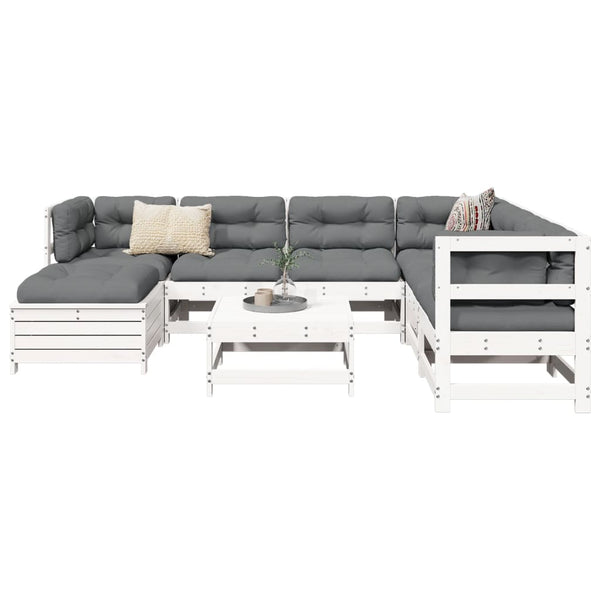 vidaXL 8-piece Garden Sofa Set White Solid Pine Wood