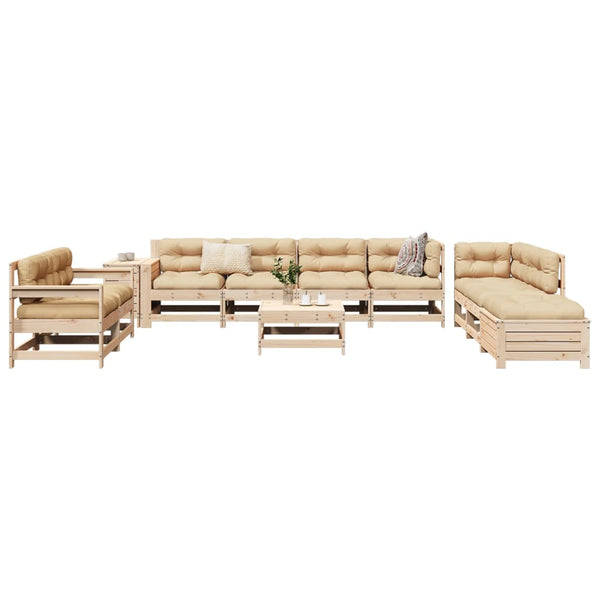 vidaXL 11-pc. Garden Sofa Set Solid Pine Wood