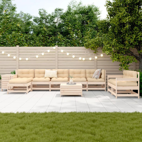 vidaXL 10-Piece Garden Sofa Set Solid Pine Wood