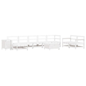vidaXL 10-Piece Garden Sofa Set White Solid Pine Wood