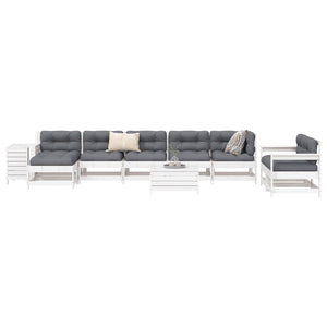 vidaXL 10-Piece Garden Sofa Set White Solid Pine Wood