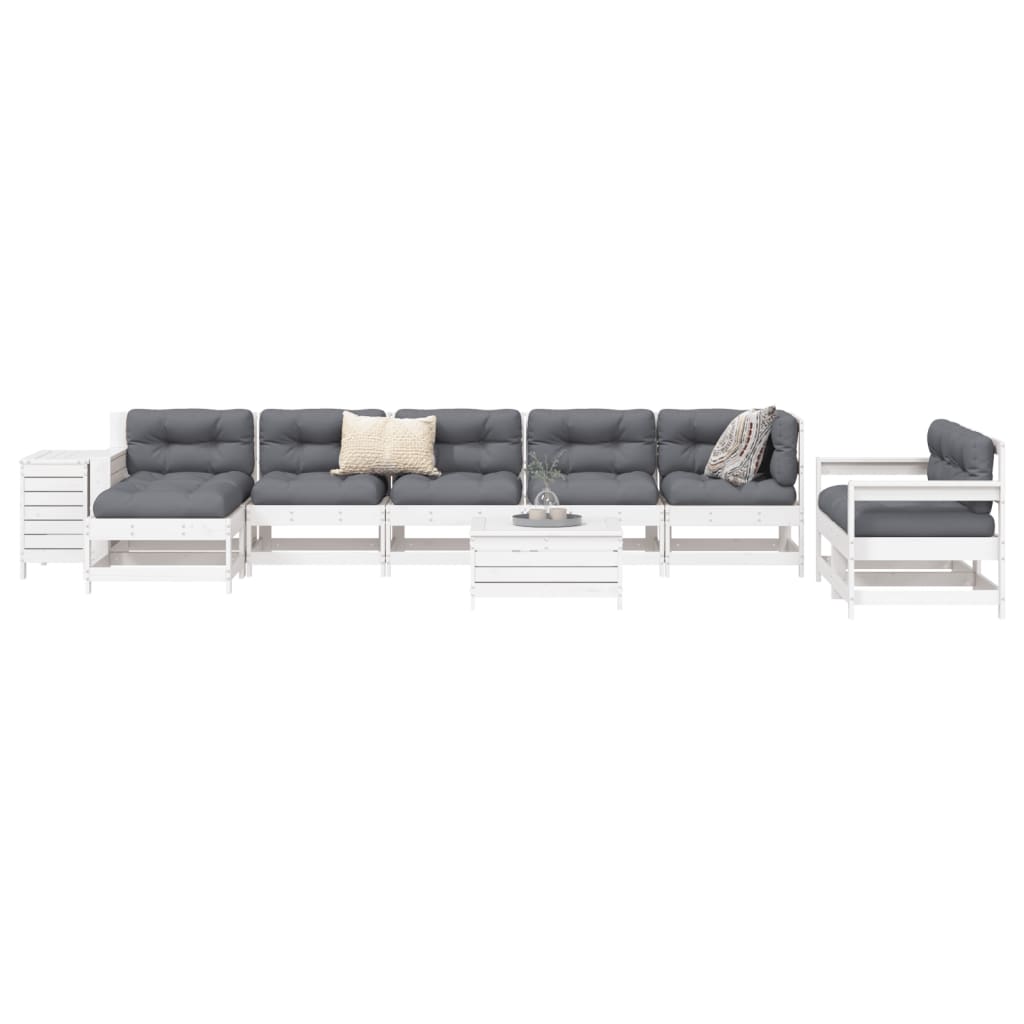 vidaXL 10-Piece Garden Sofa Set White Solid Pine Wood