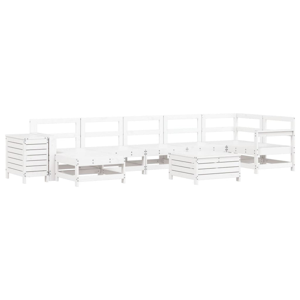 vidaXL 9-piece Garden Sofa Set White Solid Pine Wood