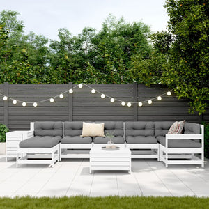 vidaXL 9-piece Garden Sofa Set White Solid Pine Wood